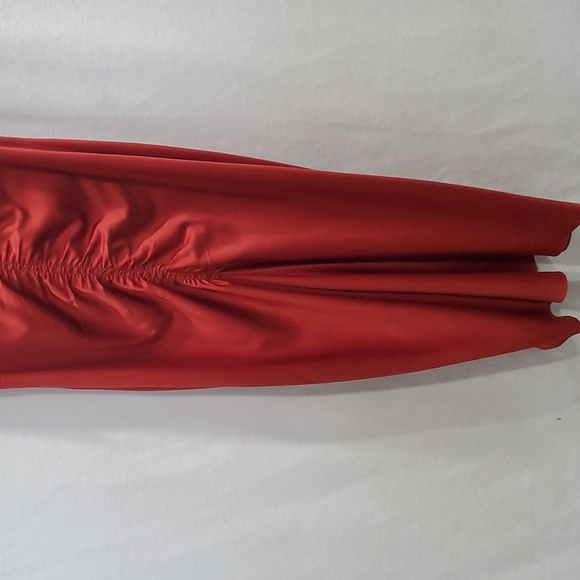 Topshop Ruched Red Satin Dress - Size 14 - Picture 7 of 10